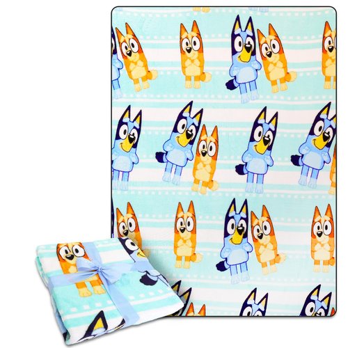 Bluey Fleece Throw Blanket and Tote Bag Set - Soft, Cozy 50" x 70" Bluey & Bingo Blanket Plus Tote Bag, Stickers, More for Kids, Adults, Children