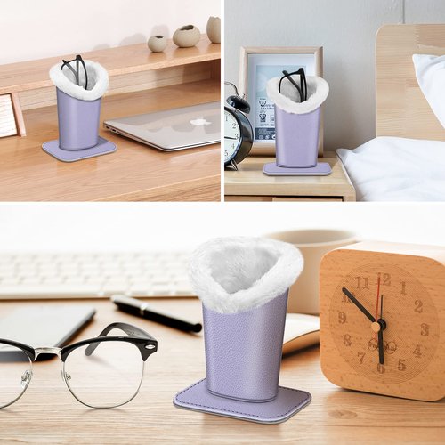 FINTIE Plush Lined Eyeglasses Holder, Glasses Stand Case, Anti-scratch Glasses Storage Organizer for Desk, Nightstand, Office, Lilac Purple