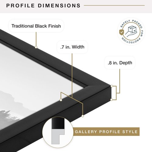 MCS Foundation 18x24 Poster Frame Traditional Black, Vertical & Horizontal Wall Hanging Large Picture Frame for Photos, Posters & Art Prints (1-Pack)