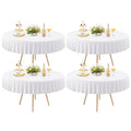 4 Pack White Spandex Round Tablecloths for 60 inch Tables, Stretchy Fitted 5FT Round Table Cloths, Wrinkle Free Table Cover with Skirt for Wedding Party Dining Banquet Baby Shower