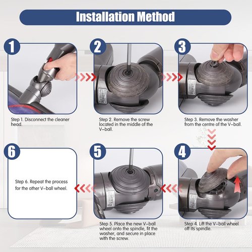 Dyson Replacement Ball Wheel & Soleplate Wheel - Compatible with V6, V7, V8, V10, V12 Models