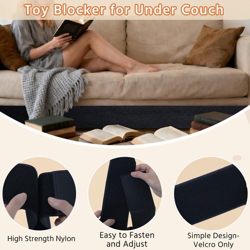Sokfone Under Couch Blocker for Pets, Toys, Adjustable Elastic Strap to Prevent Items from Falling Under Beds, Sofas and Other Furniture,Fit Furniture with Short and Regular Legs (3in x 132in)
