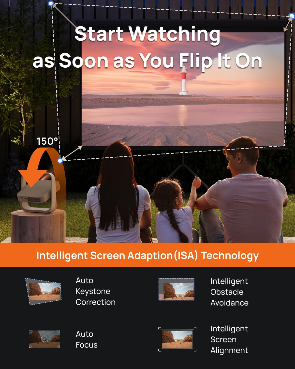 XGIMI Elfin Flip Portable Projector - 1080P Outdoor Projector with Netflix | Lightweight, Adjustable Stand, 400 ISO Lumens