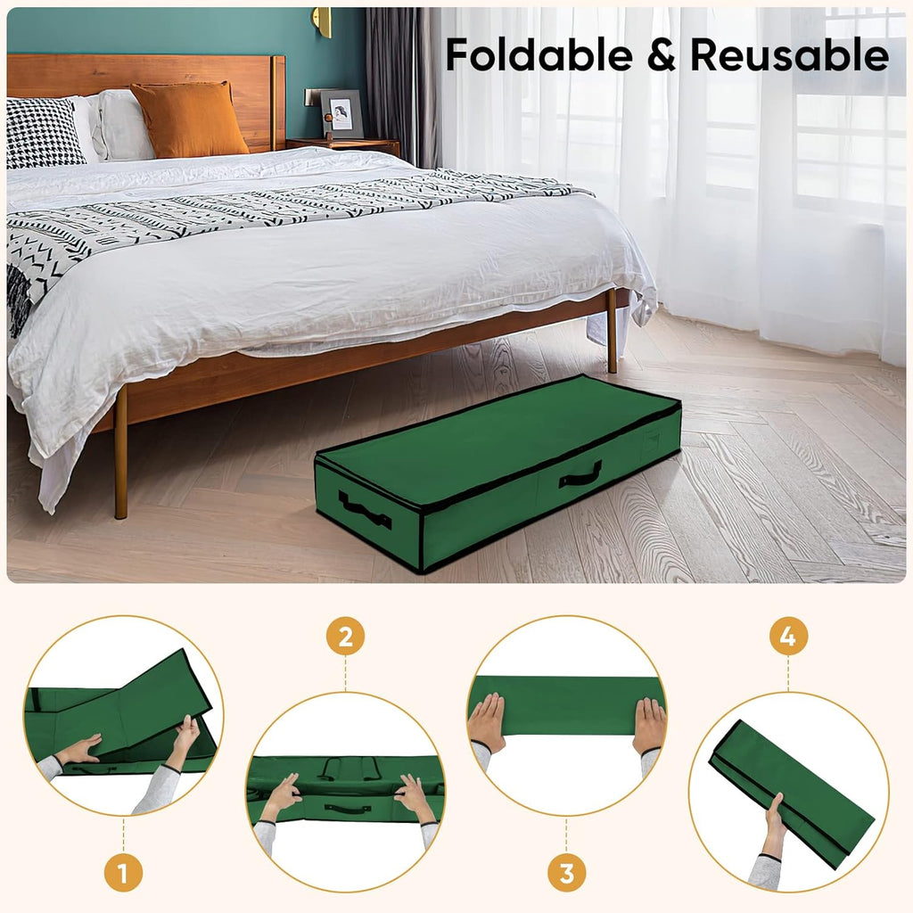 BALEINE Gift Wrap Storage Organizer - 40" Durable 600D Oxford Fabric Bag with Flexible Partitions | Green