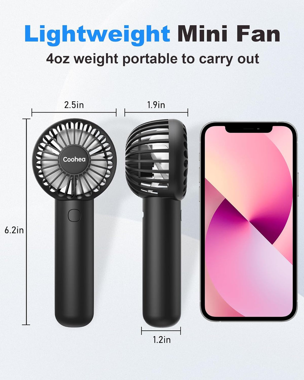 Skiennix Mini Handheld Fan - USB Rechargeable, 3-Speed Portable Design for Travel & Makeup - Black