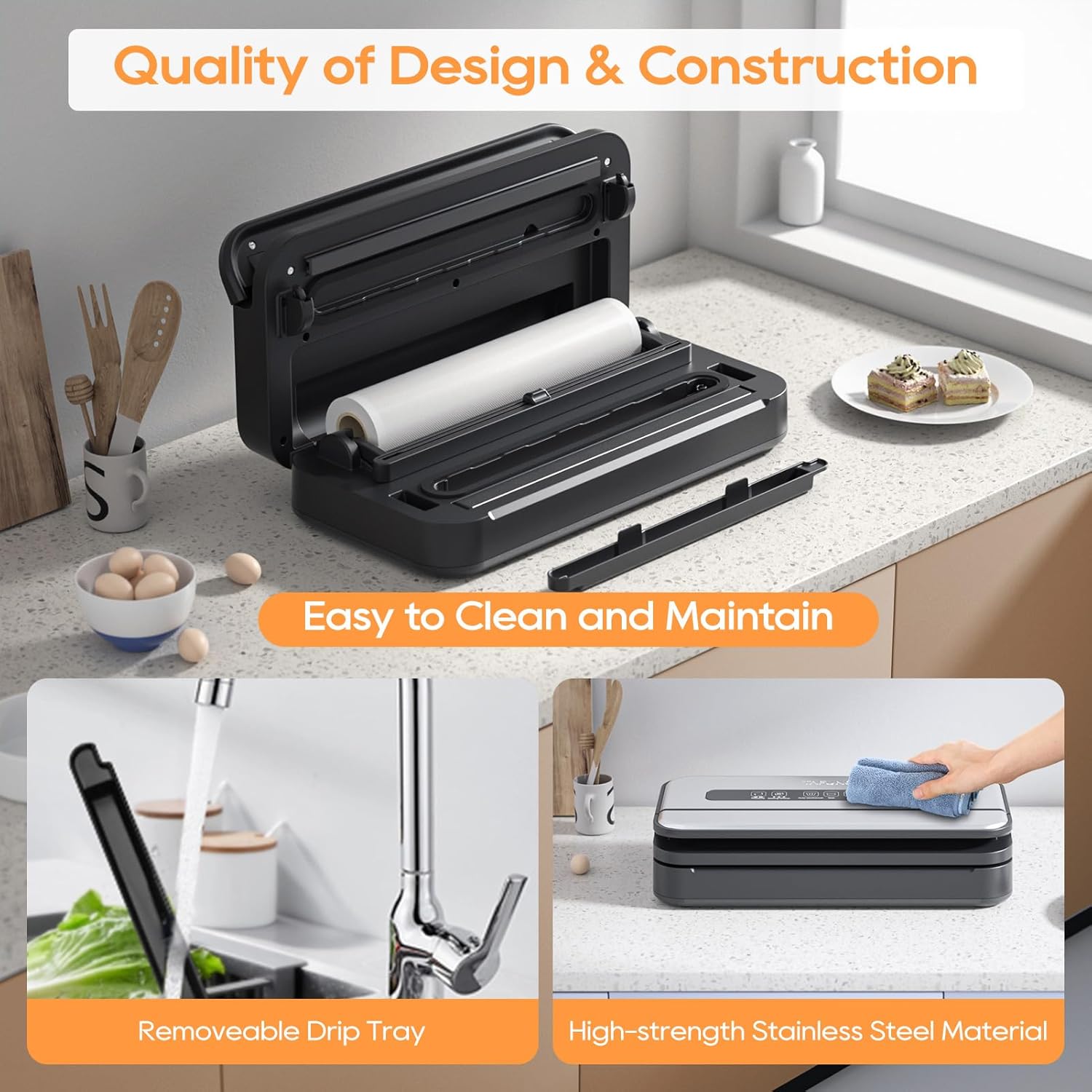 Vacuum Sealer Machine - 90Kpa Food Preservation with Dry, Moist & Liquid Modes | LED Indicator & Built-in Cutter