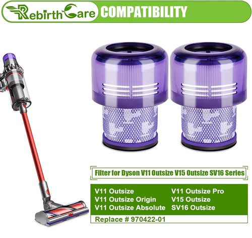 2 Pack Outsize Filter Replacement for Dyson V11 Outsize, SV29, SV16 Vacuum attachment for Dyson V11 Outsize Origin/Plus/Outsize+/Absolute+ Vacuum Cleaner, Compare to Part 970422-01