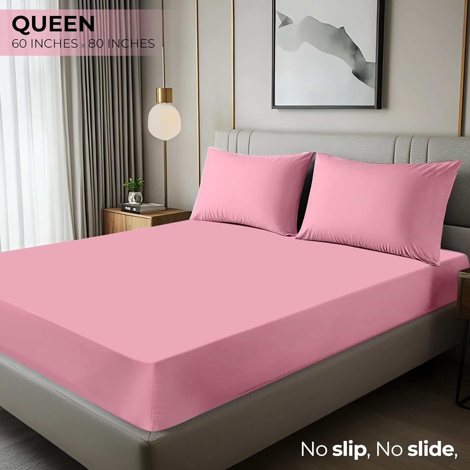 Utopia Bedding Queen Fitted Sheet - Deep Pocket Soft Microfiber - Fade Resistant & Easy Care (Pink)