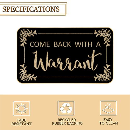 AUSTAB Funny Welcome Mats Come Back with A Warrant Shoes Mat for Entrance Indoor and Outdoor Personalized Mats Anti-Slip Novelty Gift Mat 17 x 29 Inch (Black)
