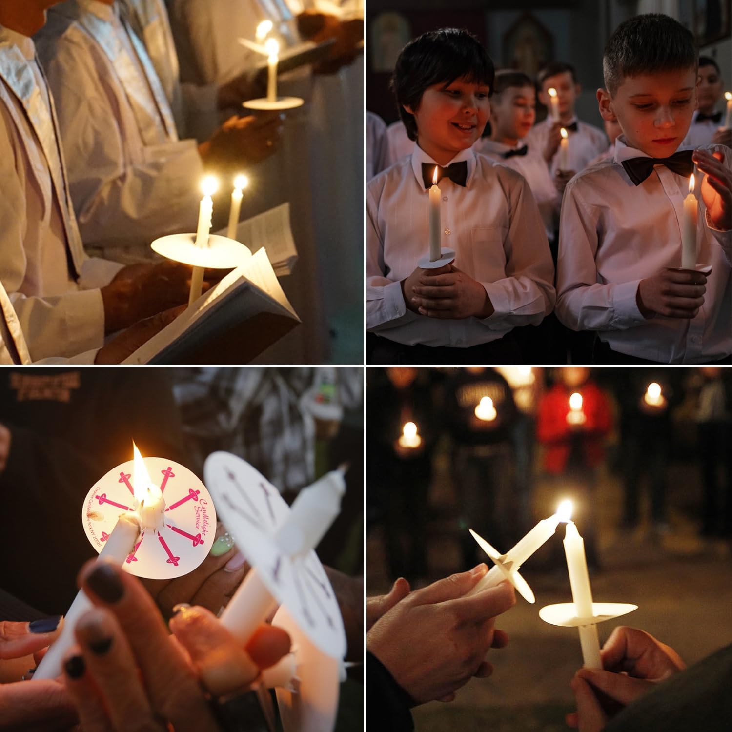 Skiennix Unscented White Church Candles - 150 Packs with Drip Protectors for Vigil Services