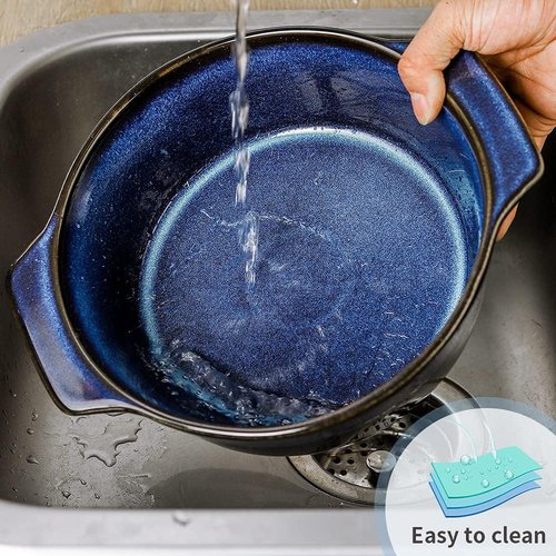 KOOV Ceramic Casserole Dish - 2 Quart Round Baking Dish with Lid, Oven Safe, Reactive Glaze