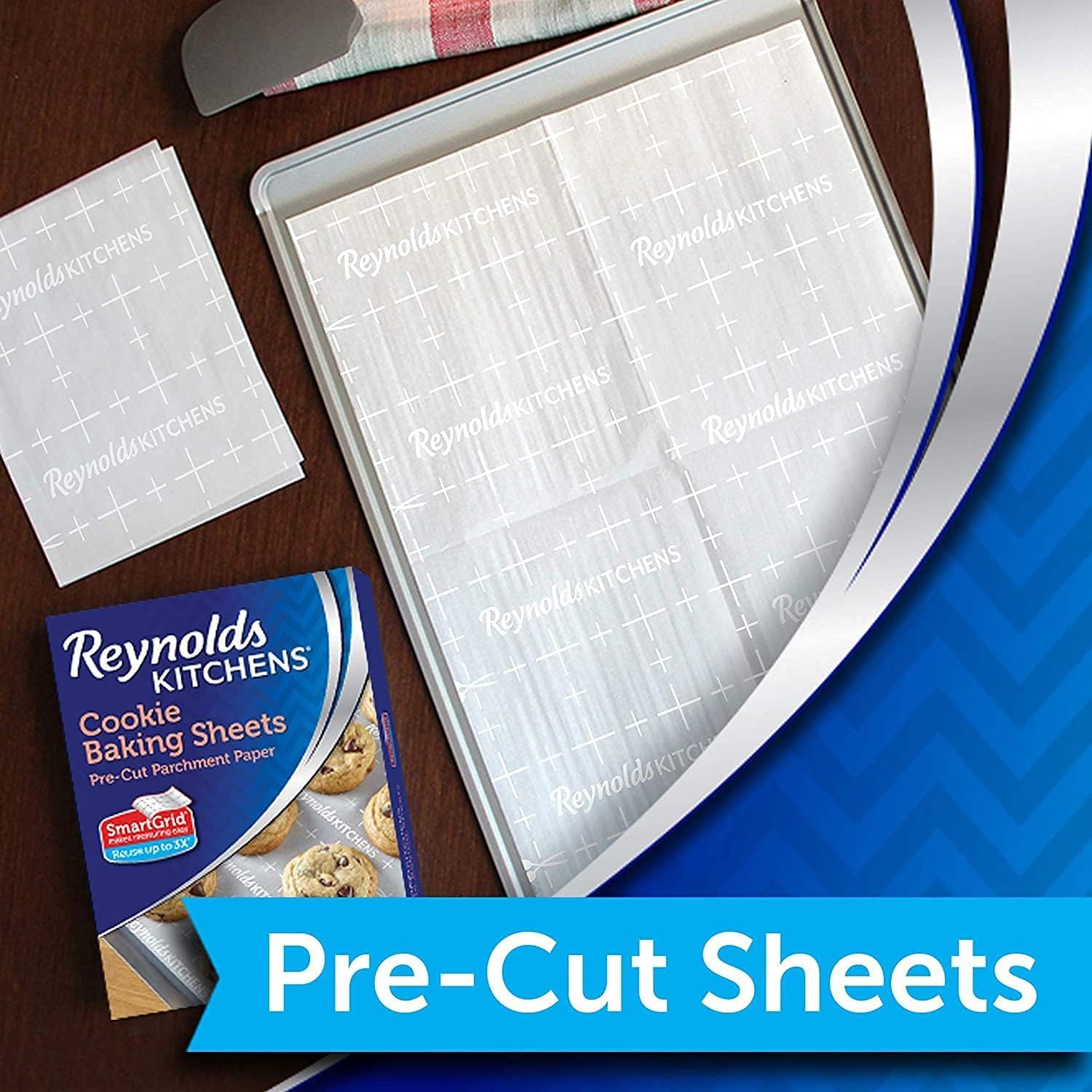 Reynolds Kitchens Parchment Paper Baking Sheets - Pre-Cut, 22 Sheets Per Pack (2 Packs)