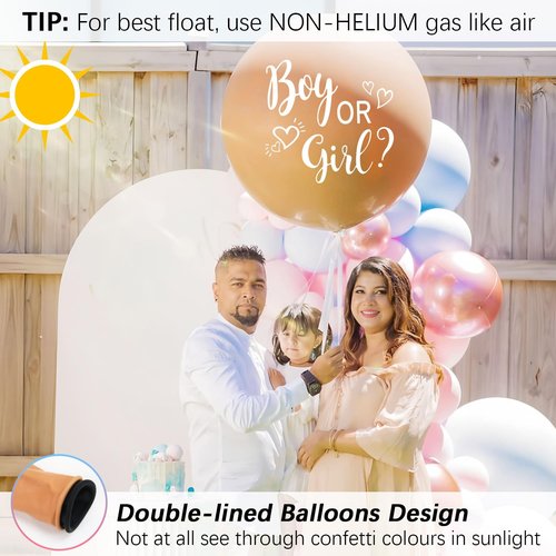 Lopeastar 36Inch Gender Reveal Balloon, Gender Reveal Ideas Neutral Boy or Girl Balloons with Pink Blue Confetti for Revelacion de Sexo de Bebe