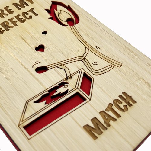 VANSUN Wooden Valentine’s Day Card for Couples, You’re My Perfect Match Wooden Love Card, Engraved Romantic Anniversary Card,Birthday for Boyfriend Girlfriend Husband Wife
