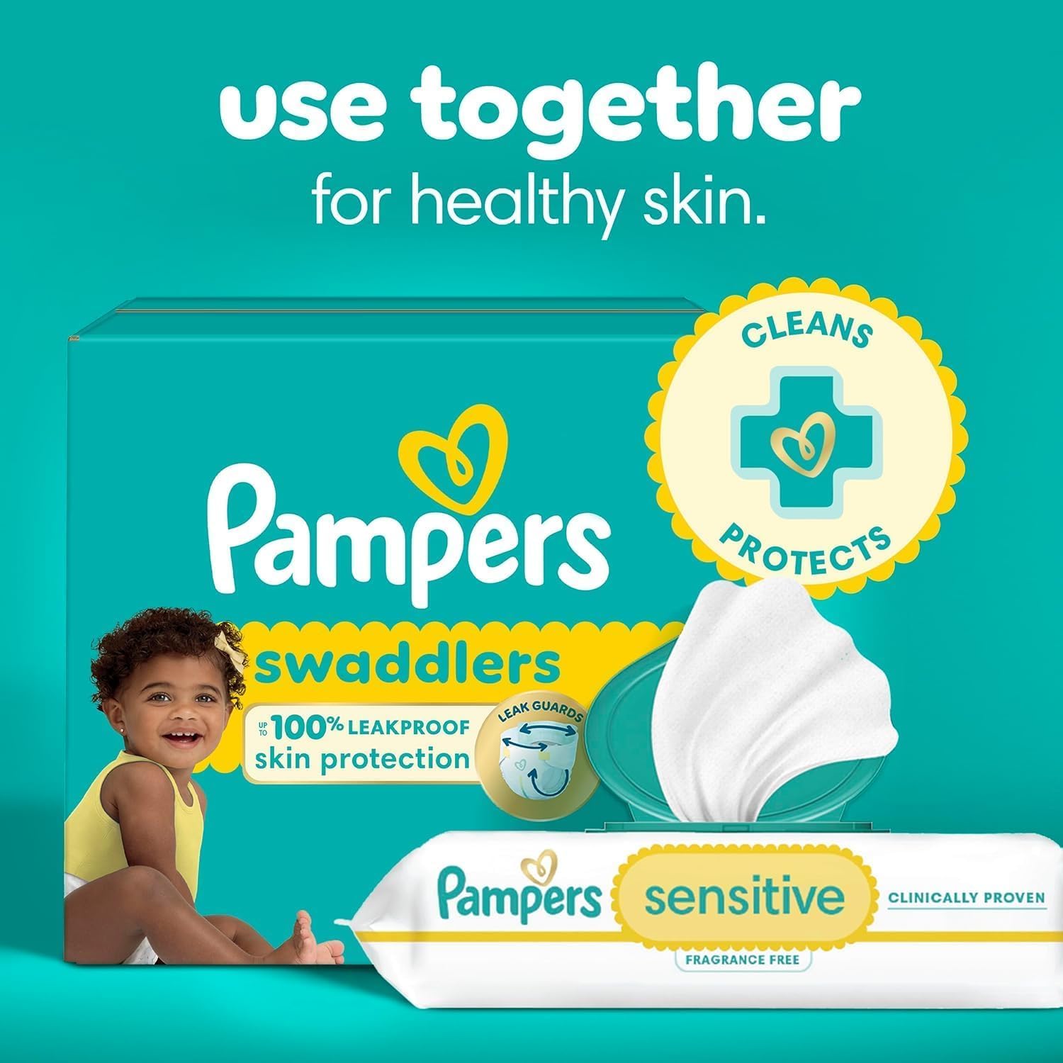 Pampers Sensitive Baby Wipes - Hypoallergenic & Unscented | 18 Flip-Top Packs (1008 Wipes Total)