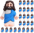 Bememo Mini Jesus Figurines - 25 Pcs Original Design Rubber Figures for Religious Gifts & Easter Egg Filling | Blue