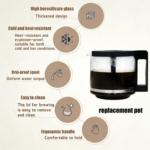 𝟐𝟎𝟐𝟔 𝐔𝐩𝐠𝐫𝐚𝐝𝐞 Carafe Compatible With Technivorm 89830 1.25L Glass Carafe, 10Cup/40oz Coffee Pot Compatible with Moccamaster KBG/KBGV/CDG Model Brewer, External Metal Ring Reinforcement.