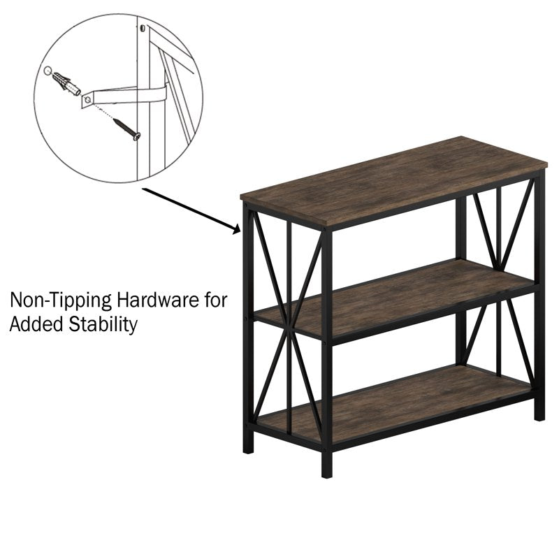 Industrial 3-Tier Bookshelf - Modern Etagere for Home & Office