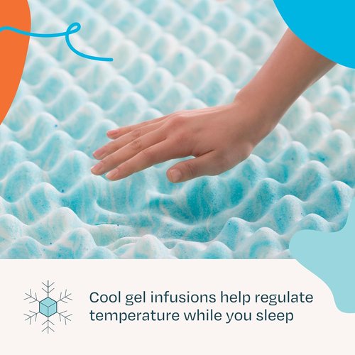 Linenspa Gel Memory Foam Mattress Topper - Reversible Egg Crate Design for Comfort - King Size