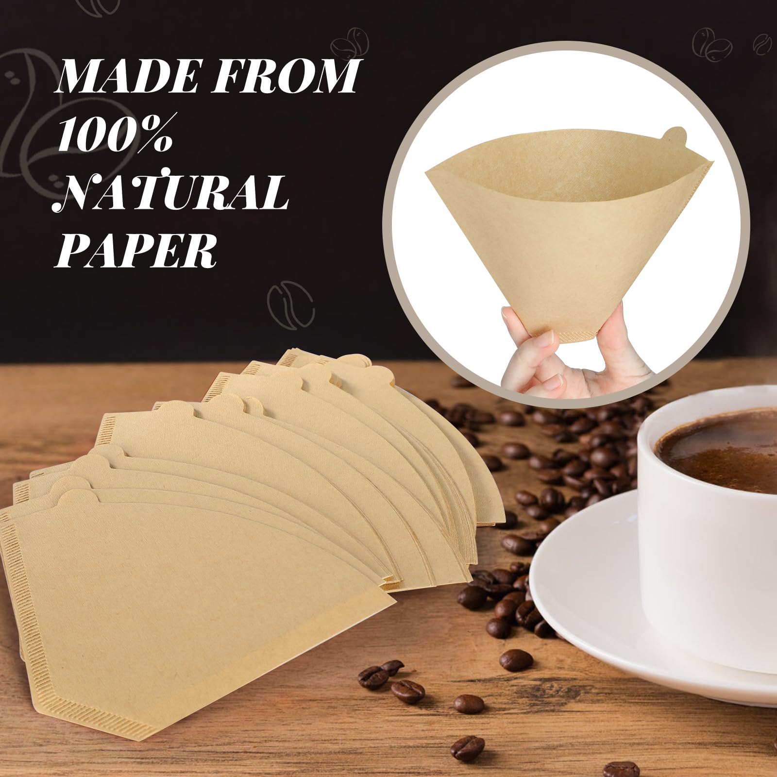 #4 Cone Coffee Filter 8-12 Cup, 200 Count Unbleached Natural Coffee Filters 4 Cone Paper for Ninja DualBrew Pro Ninja Coffee Bar Brewer