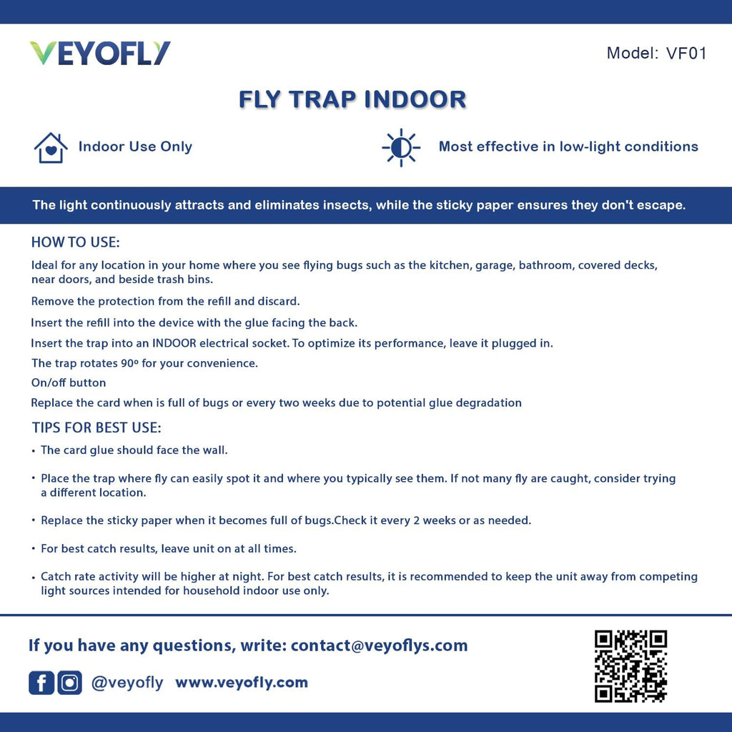 VEYOFLY Fly Trap Indoor, Fruit Fly Traps for Indoors Flying Insect (2 Device + 4 Refills) Gnat Traps for House Indoor, Bug Zapper Indoor, Gnat Killer Catcher & Fruit Fly Killer Light Plug in