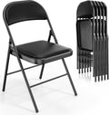 VINGLI Folding Chairs - 6 Pack with Padded Seats & Metal Frame - 350 lbs Capacity, Black