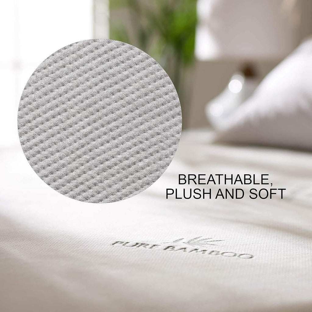 PURE BAMBOO Queen Mattress Protector - Waterproof, Breathable & Noiseless Cover for Moisture & Stain Protection