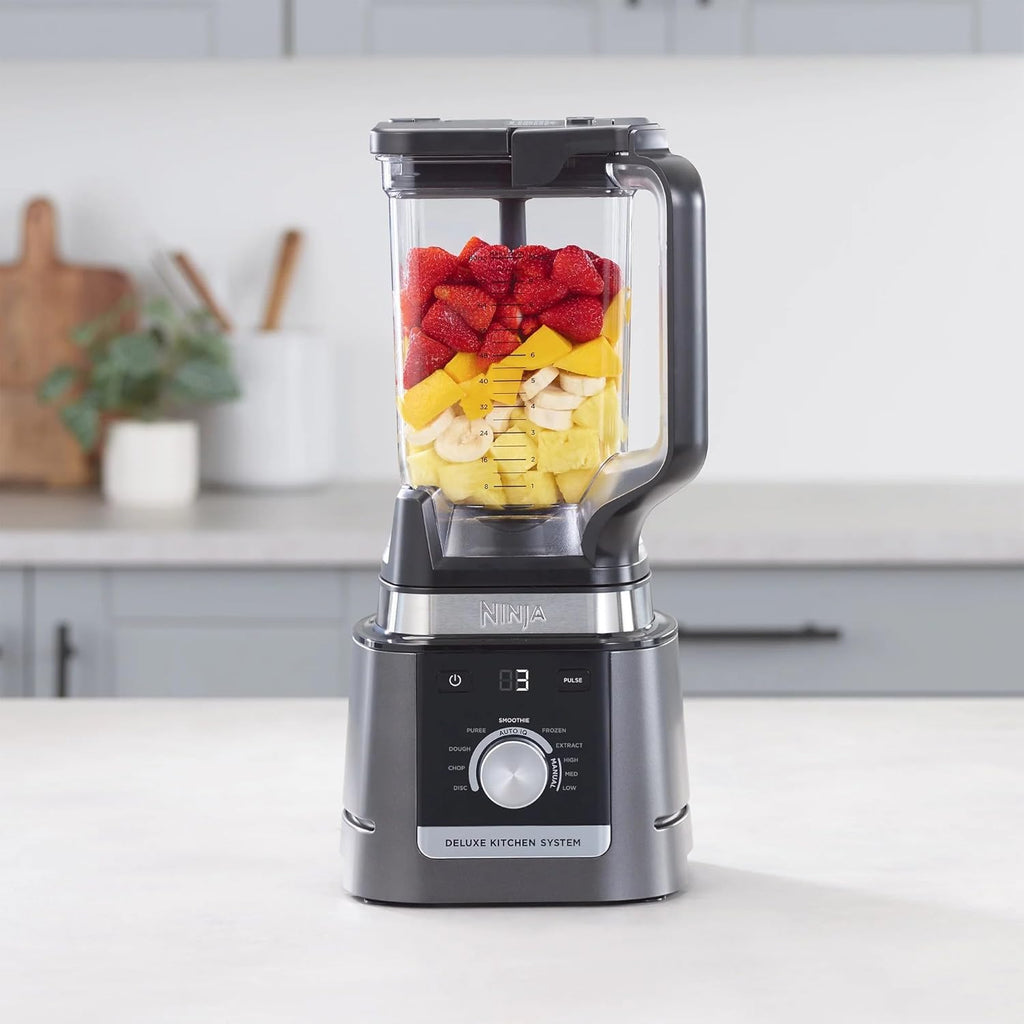 Ninja Deluxe Kitchen System - 1600W Auto-IQ Base with 88oz Pitcher & 9-Cup Food Processor | Refurbished