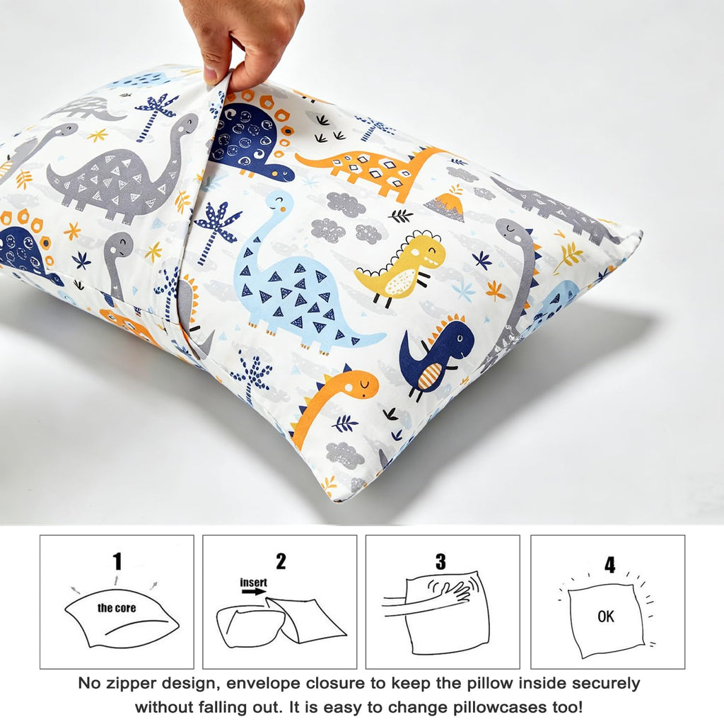 IBraFashion Kids Toddler Pillowcases Set 100% Cotton 14x19 Jungle Animals Envelope Style, Machine Washable