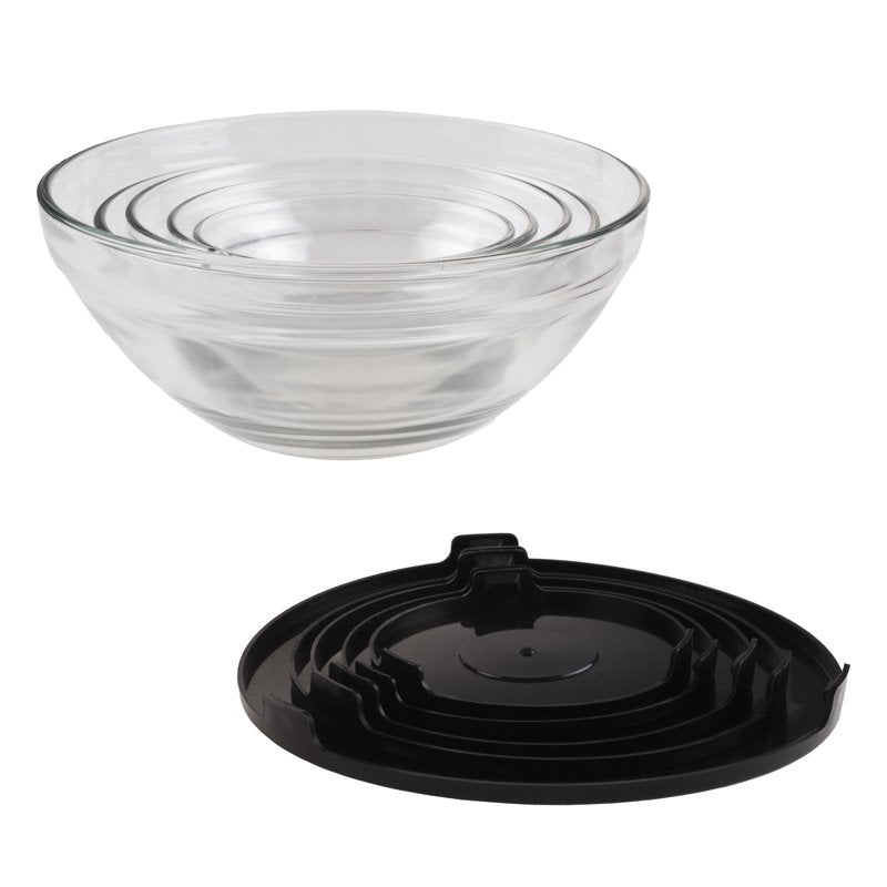10-Piece Glass Food Storage Container Set with Snap Lids - Black