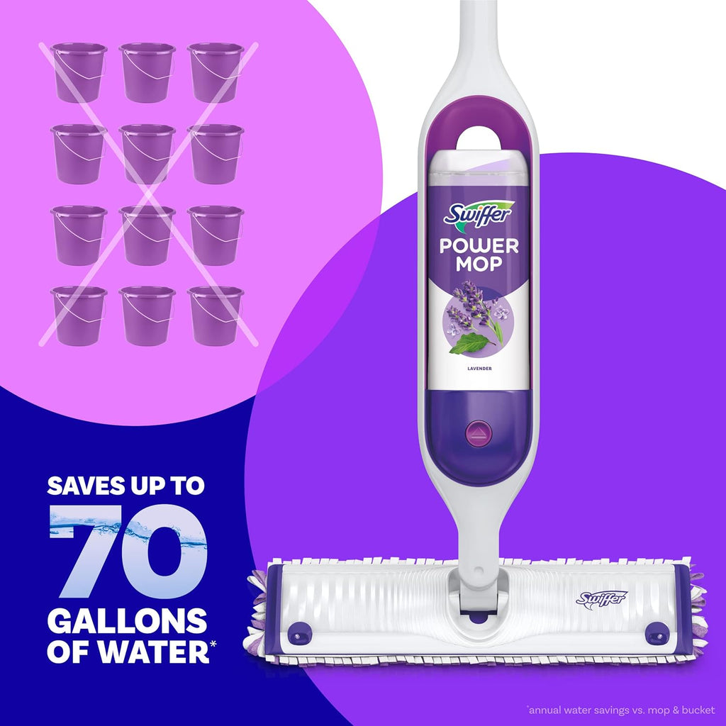 Swiffer Power Mop Refill - All-Purpose Floor Cleaner Solution for Tile, Vinyl, Wood | Lavender Scent, 50.6oz