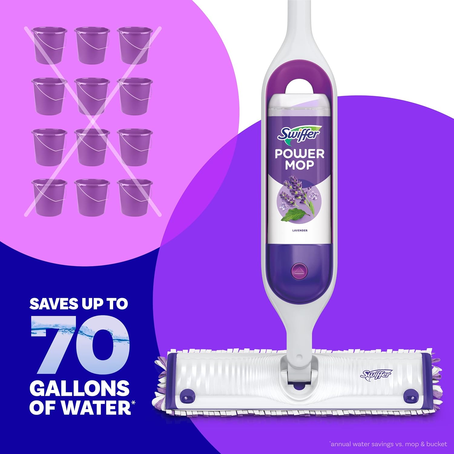 Swiffer Power Mop Refill - All-Purpose Floor Cleaner Solution for Tile, Vinyl, Wood | Lavender Scent, 50.6oz