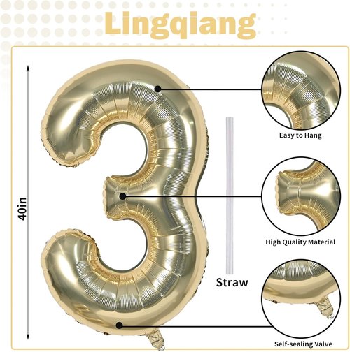 Champagne Gold Number 30 Balloons - 40 Inch Light Gold Foil for 30th Birthday Celebrations