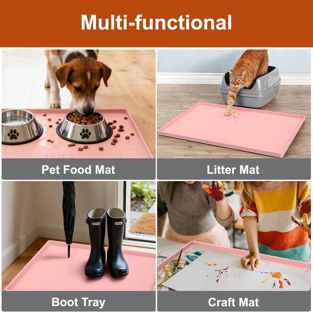 Ukeetap Extra Thick Silicone Mat - Waterproof Under Sink Mat for Kitchen & Bathroom | 34" x 22", Pink