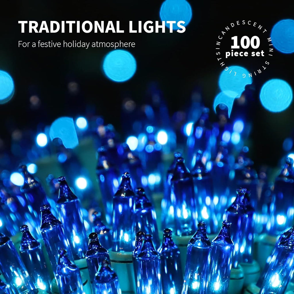 100LIGHTS Blue Extra-Bright Mini String Lights - 5.98m Waterproof Decorative Set for Holiday & Party Decor