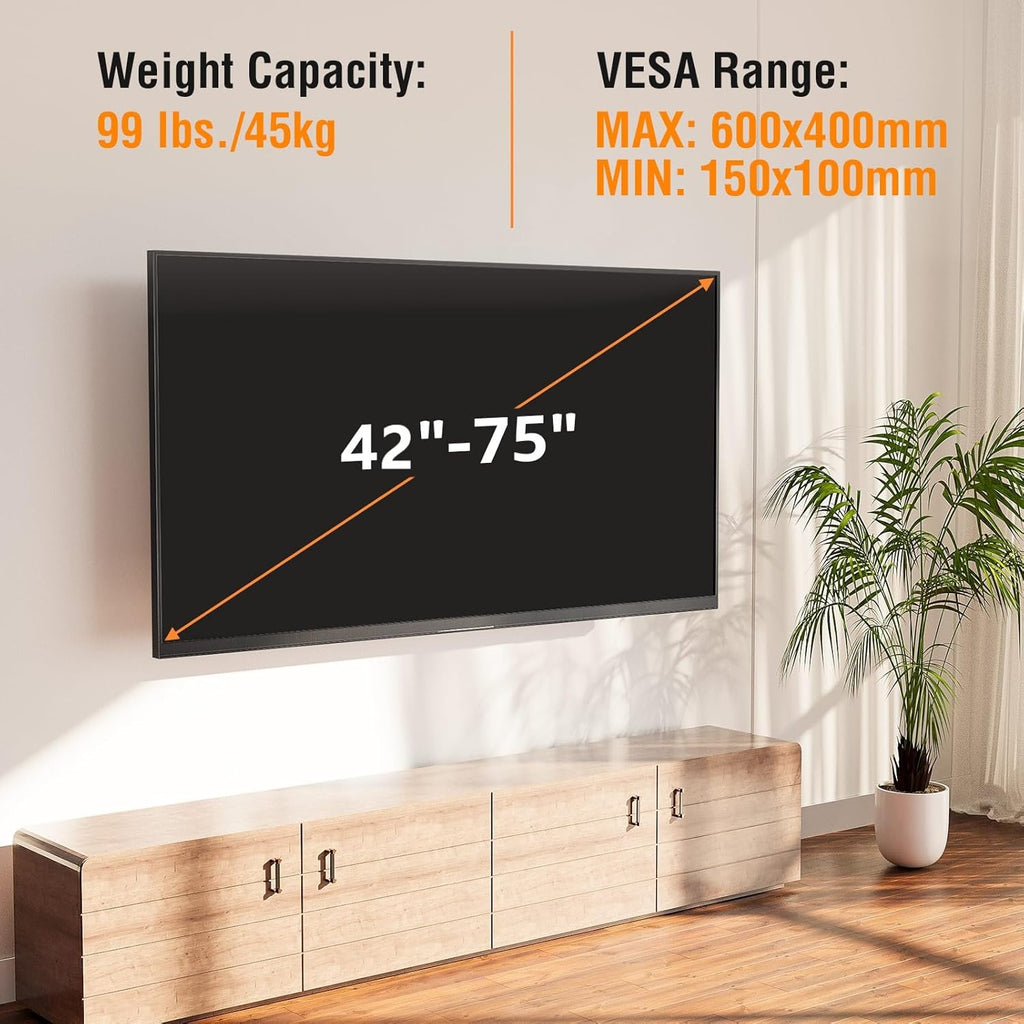 **ELIVED Long Arm TV Mount - Articulating Wall Bracket for 42-75 Inch TVs | 32" Extension, Swivel & Tilt, 99 lbs Capacity**