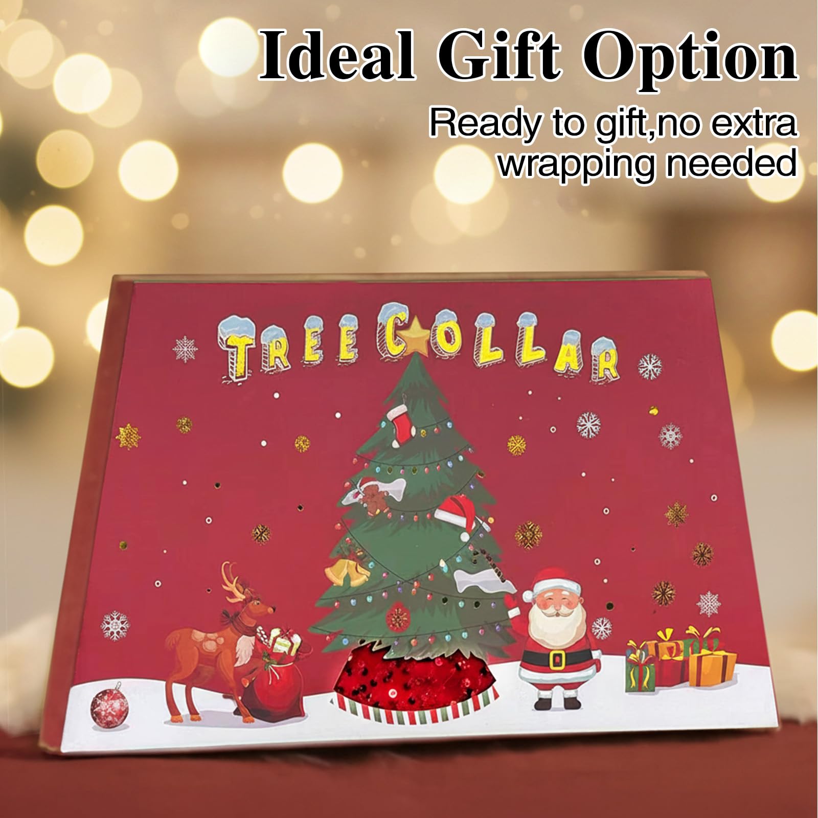 XmasExp Christmas Tree Collar 33.5 inch Sequin Tree Skirt for Christmas Holiday Home Decor Xmas Tree Ring Stand Base Cover Large Size 6 Piece Silvergrey