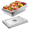 Hotel Pans Deep Steam Table Full Size Pan Set, Steam Table Pans with Lids, Stainless Steel Commercial Food Storage Containers Stackable Metal Steamer Pan (2.5" Deep 4 Pack, 1/1 Size)