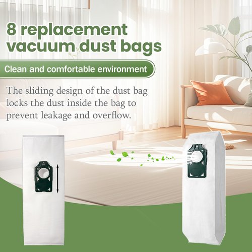 8 Pack Replacement HEPA RLH-6 Vacuum Bags for Riccar Supralite R10S, R10P, R10CV, R10D, R10O, R10SAND, R17,AND Upright Vacuums Cleaner Replace Part RLH6 SLH6