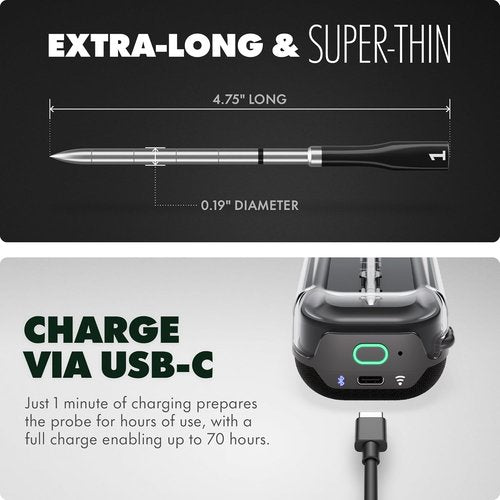 CHEF iQ Sense | Smart Wireless Meat Thermometer | Ultra-Thin Probe with 1000°F Heat Safety | Perfect for BBQ, Grill, Oven, Smoker, Air Fryer