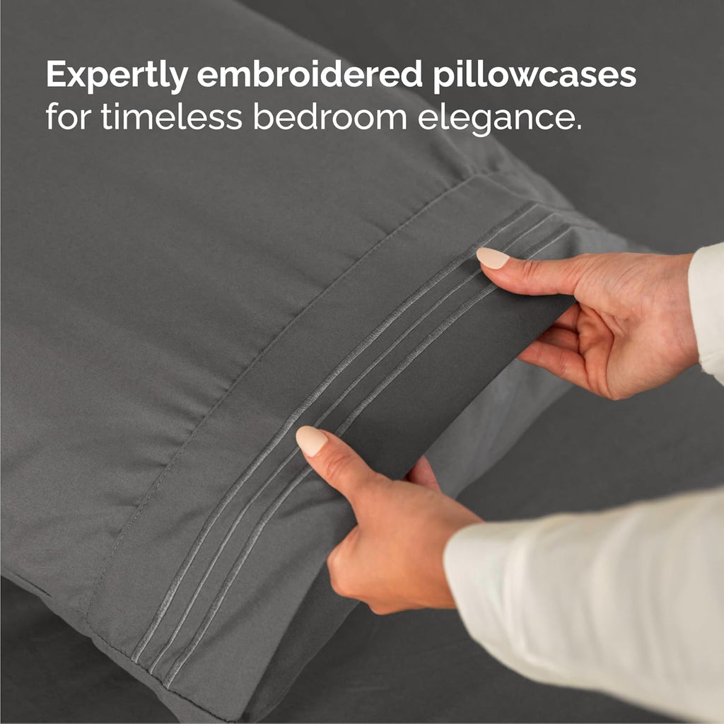 Cal King Size Sheet Set by Oeko-Tex | Comfy, Breathable & Cooling Luxury Bedding - Charcoal