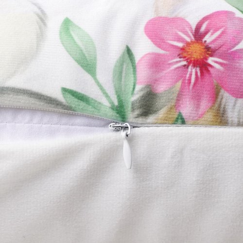 Bonhause Spring Easter Bunny Throw Pillow Covers 18x18 Inch Pink Rabbit Floral Butterfly Home Sweet Home Spring Decor Soft Velvet Decorative Pillow Cases for Couch Sofa Patio Garden Set of 4