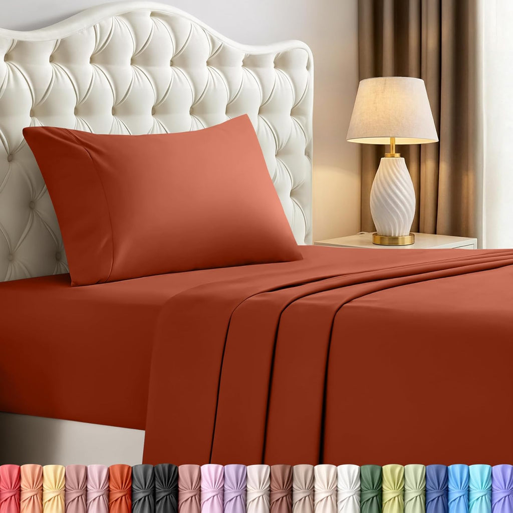 Utopia Bedding Twin Sheet Set - Soft & Breathable Microfiber, 3-Piece Bed Sheets for Twin Size Bed - Oeko Tex (Orange)
