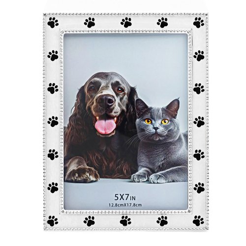 MeiJingLif Dog Picture Frame - 5x7 Metal Cute Picture Frames,Pet Memorial Gifts for Dogs Perfect for Home Decor, Office Desk & Gifting to Pet Lovers
