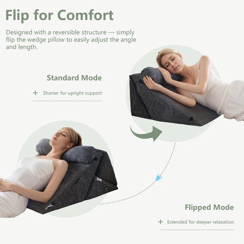 HIGOGOGO 10PCS Orthopedic Bed Wedge Pillow Set – Adjustable Soft Foam Body Positioners for After Surgery Recovery, Back & Leg Pain Relief, Sitting Up in Bed, Acid Reflux & GERD, Dark Grey