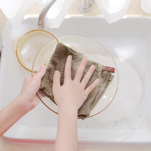 Homaxy 100% Cotton Dish Cloths - Ultra Soft & Absorbent Quick-Drying Towels | 12x12 Inches, 8-Pack, Tan
