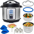 Yedi Houseware Pressure Cooker - 9-in-1 Digital Screen with Recipe Kit | Stainless Steel, 6 Liters