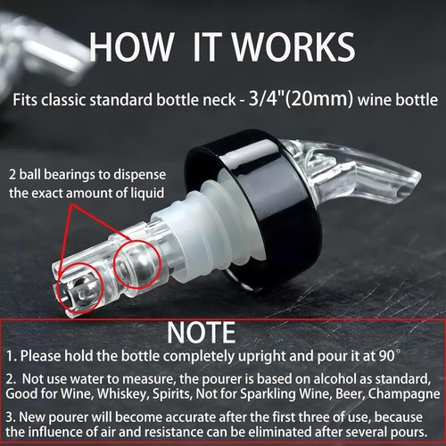 12 Pack Measured Liquor Pour Spout, Liquor Bottle Pourers, Measure Pour Spout for Liquor Bottles, Bottle Pourers for Alcohol, Shot Pourer Cocktail Liquor Dispenser Bar Bartending Tool -1.5oz/45ml