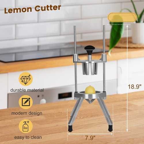 Commercial Lemon Cutter 8-Wedge with Two 420 Stainless Steel Blades,Heavy-Duty Fruit & Vegetable Cutter for Restaurant, Bar, and Home Kitchen