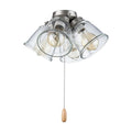 Aspen Creative 22016-1, Four-Light Ceiling Fan Light Kit with Pull Chain, Brushed Nickel Finish with Clear Glass Shades, 13-1/8" Diameter x 6-3/4" Height